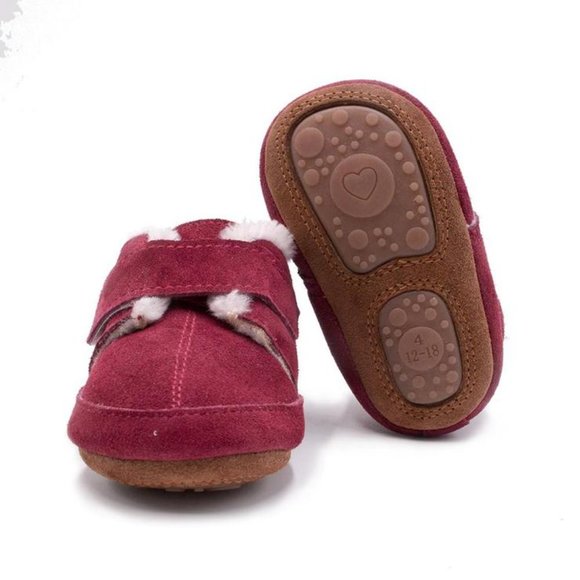 PINK/PURPLE BABY TODDLER GIRL LEATHER BOOTS - Picture 3 of 4